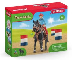 SCHLEICH - COWGIRL ET TONNEAUX DE COURSE #42576